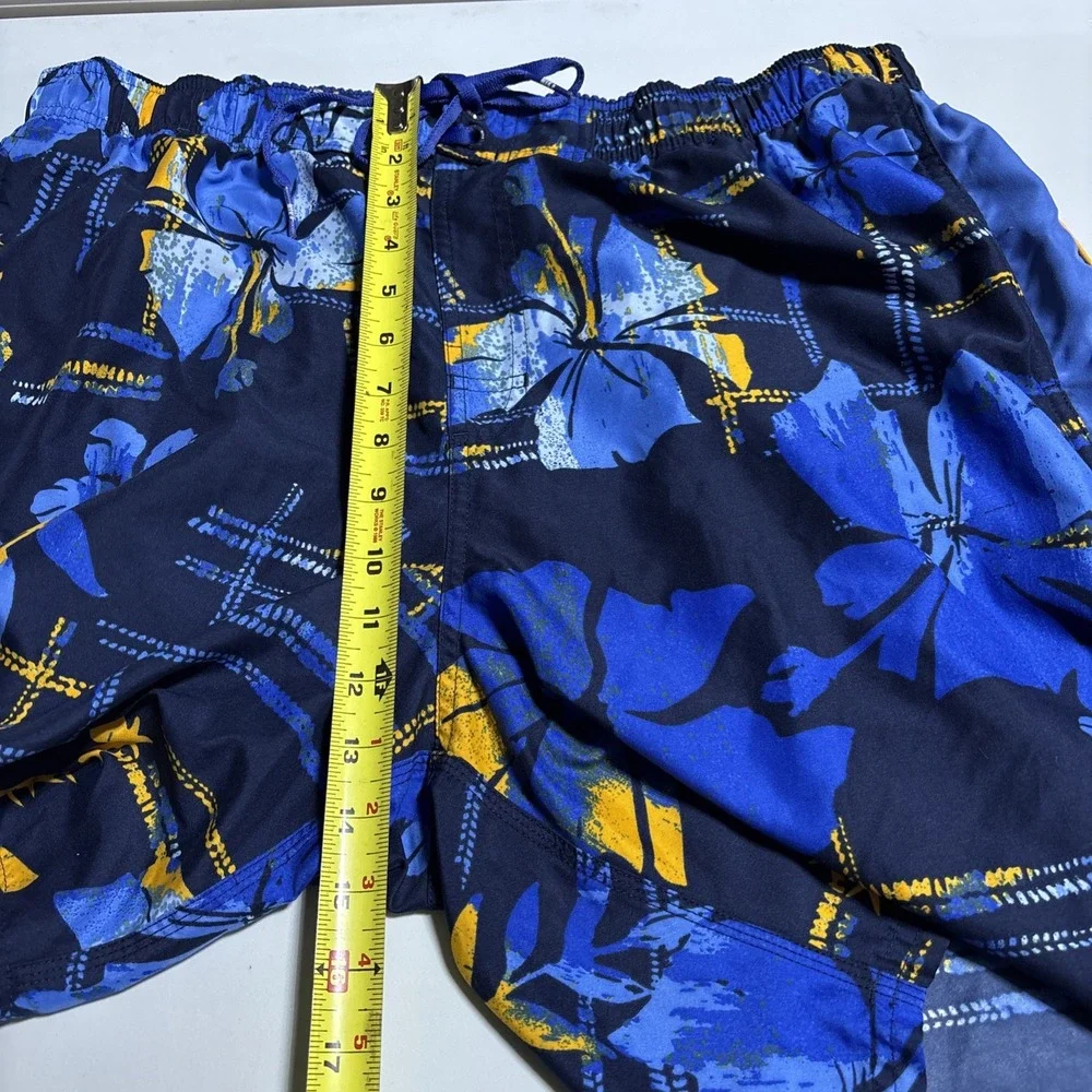 Vintage Nike Swim Trunks Board Shorts Mens 2XL Blue Tropical Abstract Swoosh